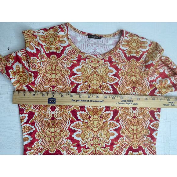 J. McLaughlin Pink and Yellow Floral Blouse 3/4 Sleeve Crewneck Resort Vacay XS - Picture 7 of 7